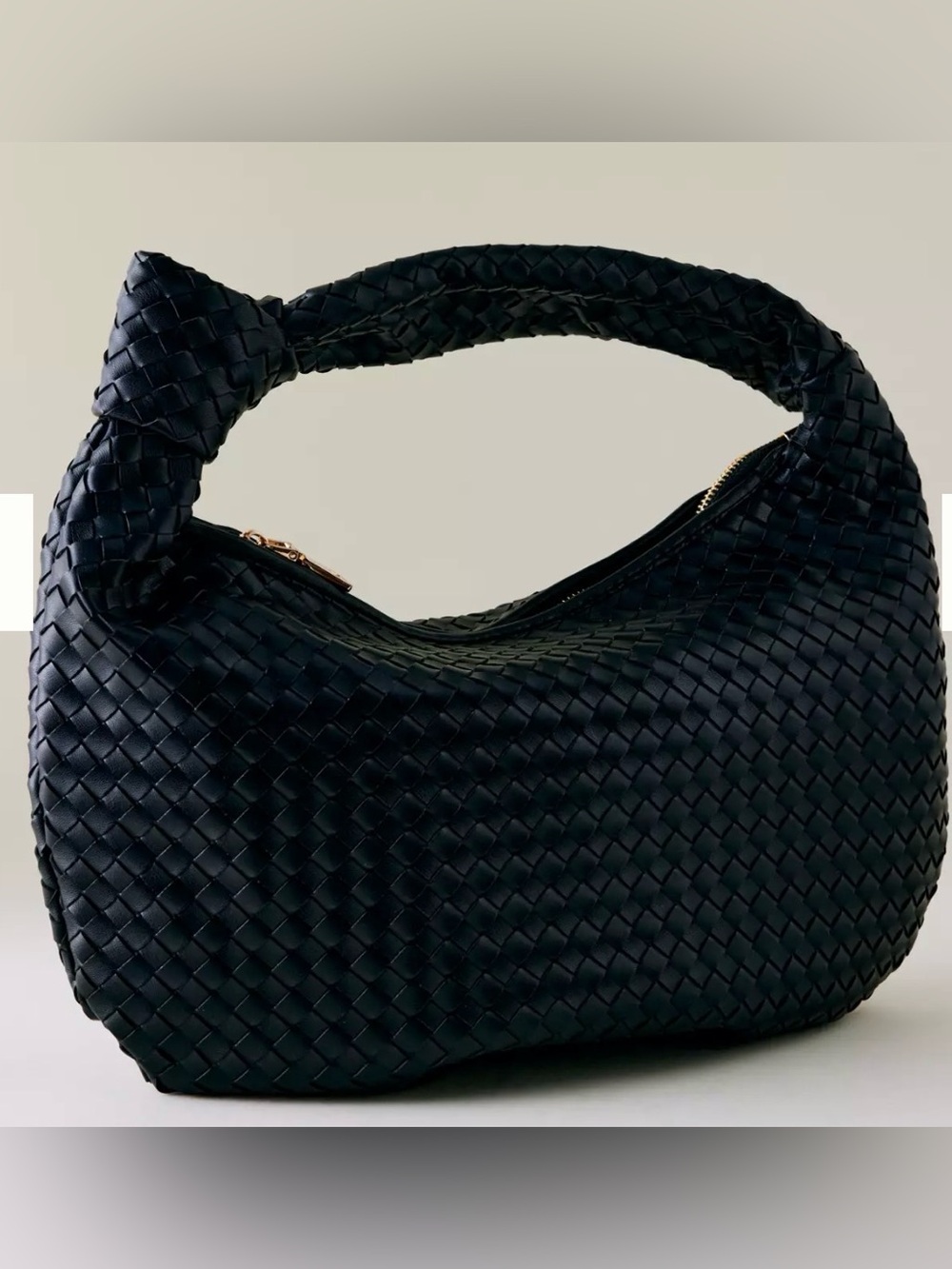 Melie Bianco Woven Leather Hobo Bag - Black